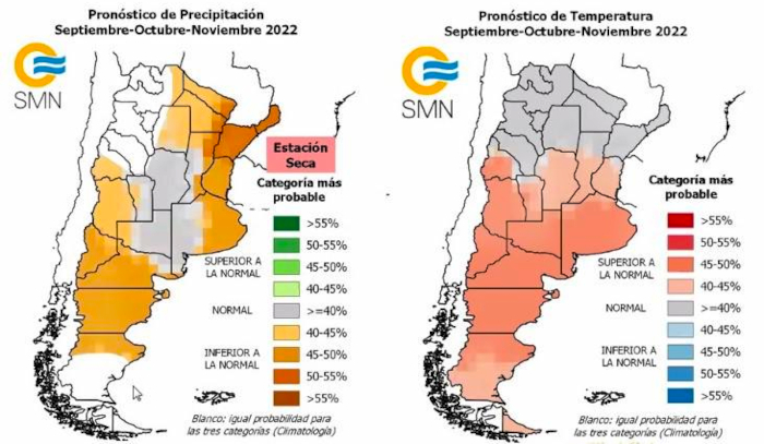 Pronóstico de precipitación y temperaturas para el trimestre de primavera
